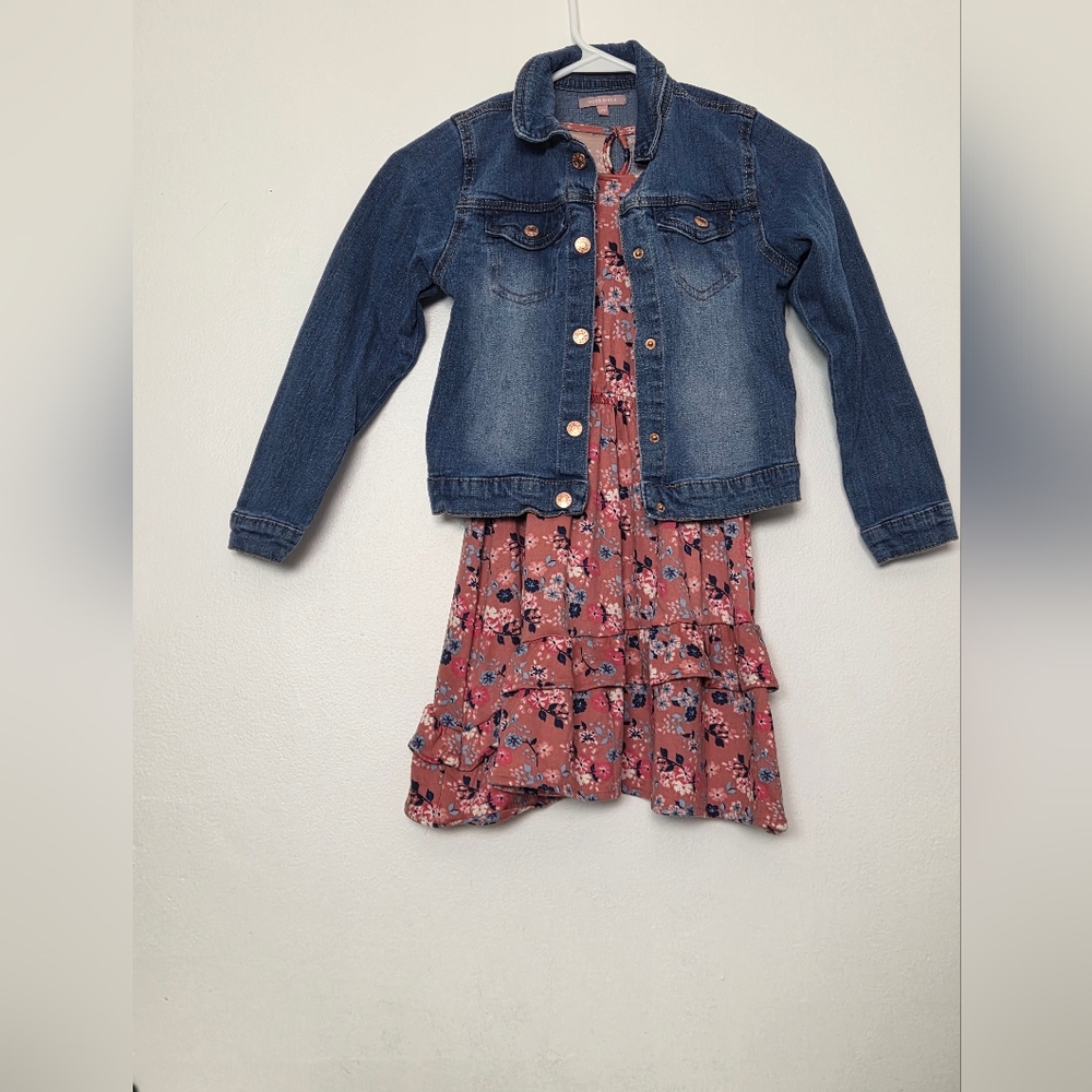 BCBG Denim Jacket with Floral Dress Set Sz 6X - Picture 3 of 12